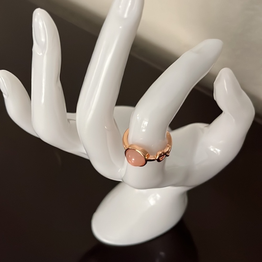 Women's Round Pink Rose Gold Zircon Ring Jewelry - Picture 3 of 4